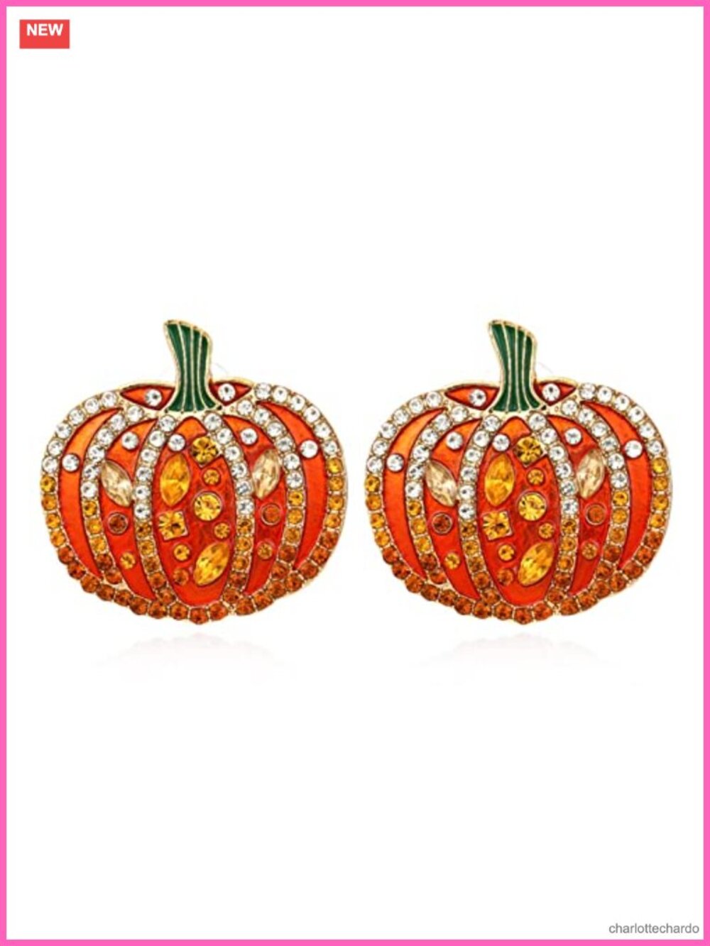 Rhinestone Pumpkin Witch Crown Drop Dangle Earrings